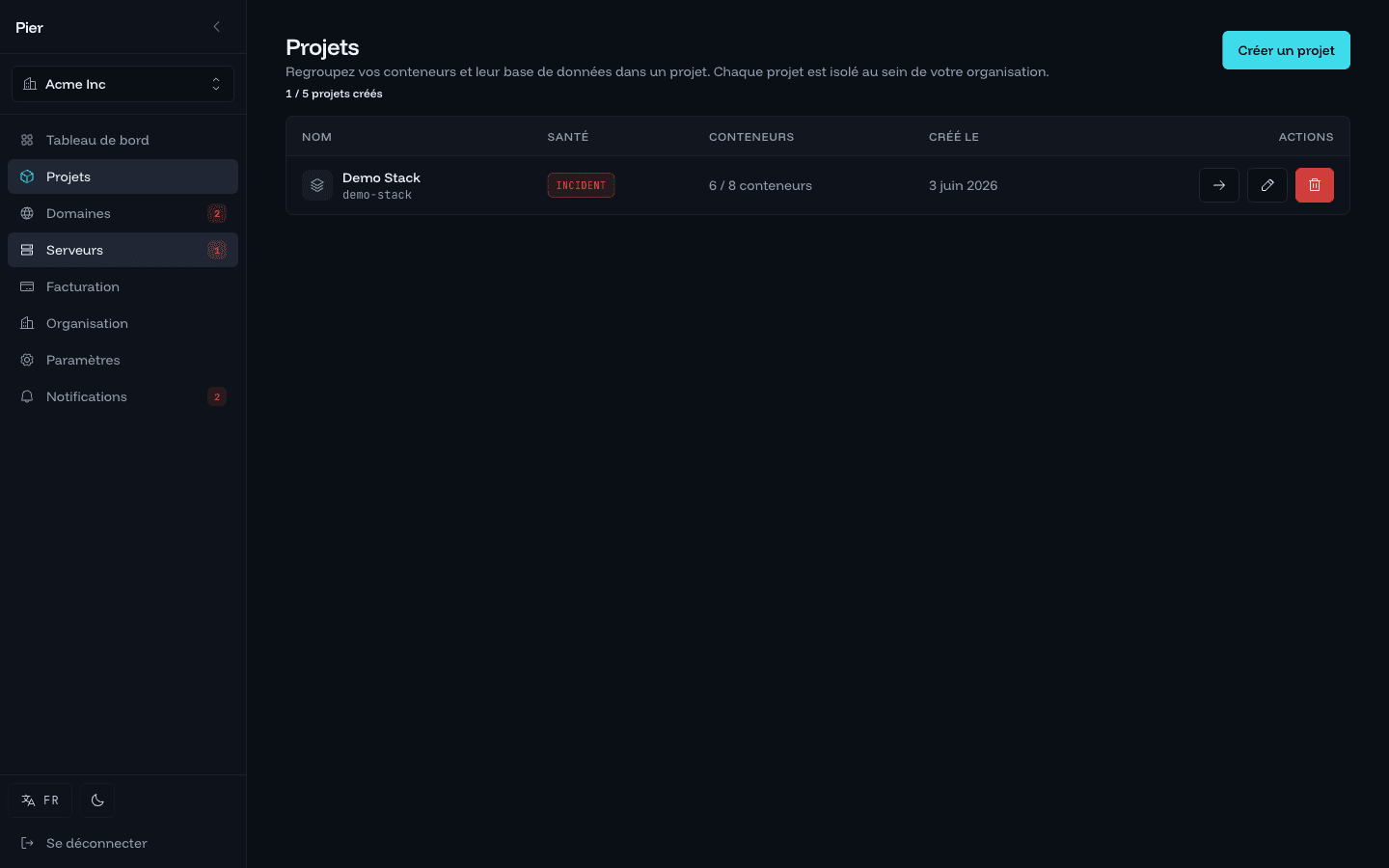 Liste des projets